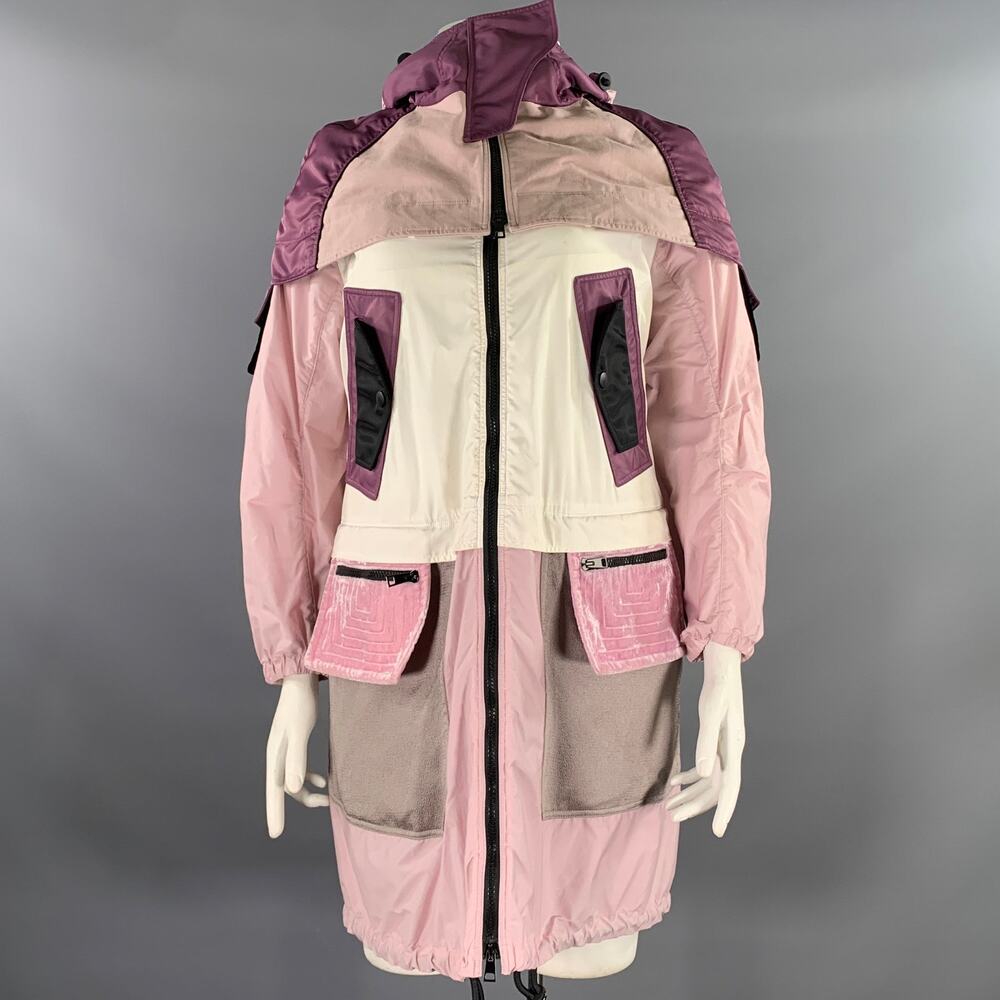 VALENTINO Size XL White Pink Polyamide Color Block Jacket